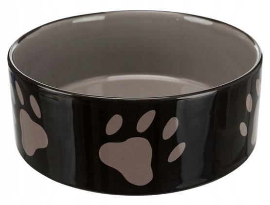 Keramická Miska Pro Psa Černá S Tlapkami, Těžká, Stabilní, Trixie, 1.4 L