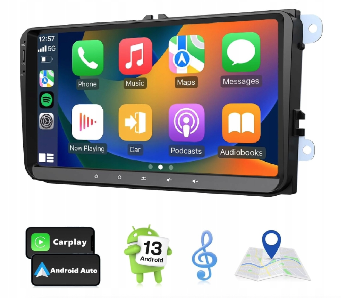 Eonon 9"QLED Radio Android 13 Vw Skoda Seat Wifi Gps Octa 6+64GB Lte Kamera