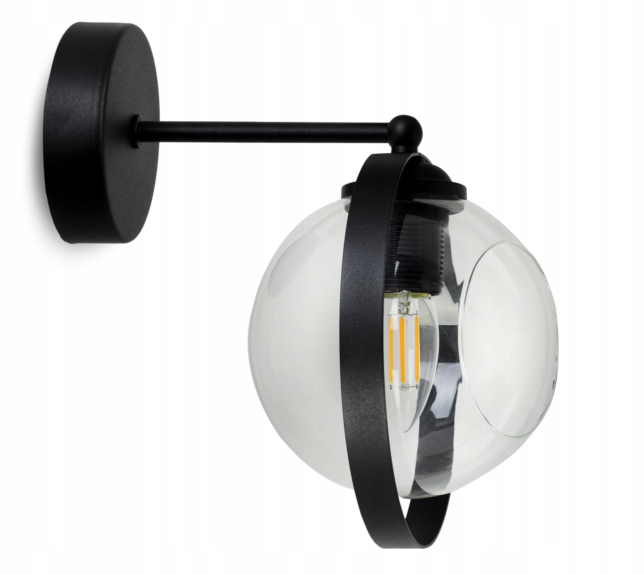 Moderní Nástěnná Lampa Se Skleněným Stínidlem A Prstencem