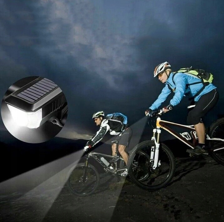 ZESTAW OŚWIETLENIA ROWEROWEGO LED, ŁADOWANIE SŁONECZNE, WODOODPORNA, 120DB Źródło światła dioda LED