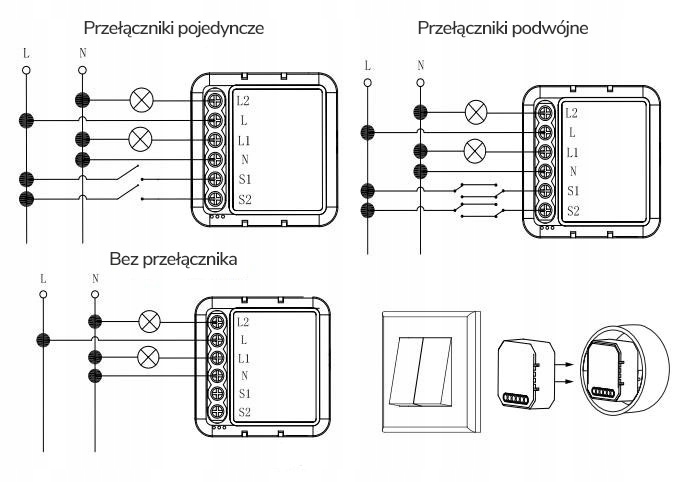 MINI Sterownik przekaźnik 2 kanałowy 2CH oświetlenie WiFi TUYA Smart Life Rodzaj sterownik