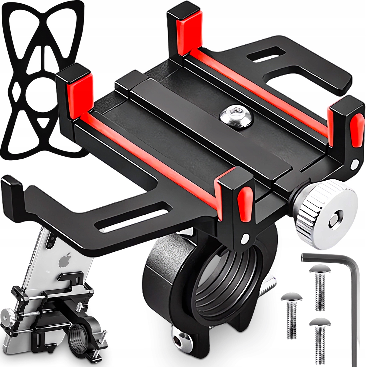 MOCNY ALUMINIOWY UCHWYT ROWEROWY NA TELEFON MOTOCYKL KIEROWNICĘ HULAJNOGĘ