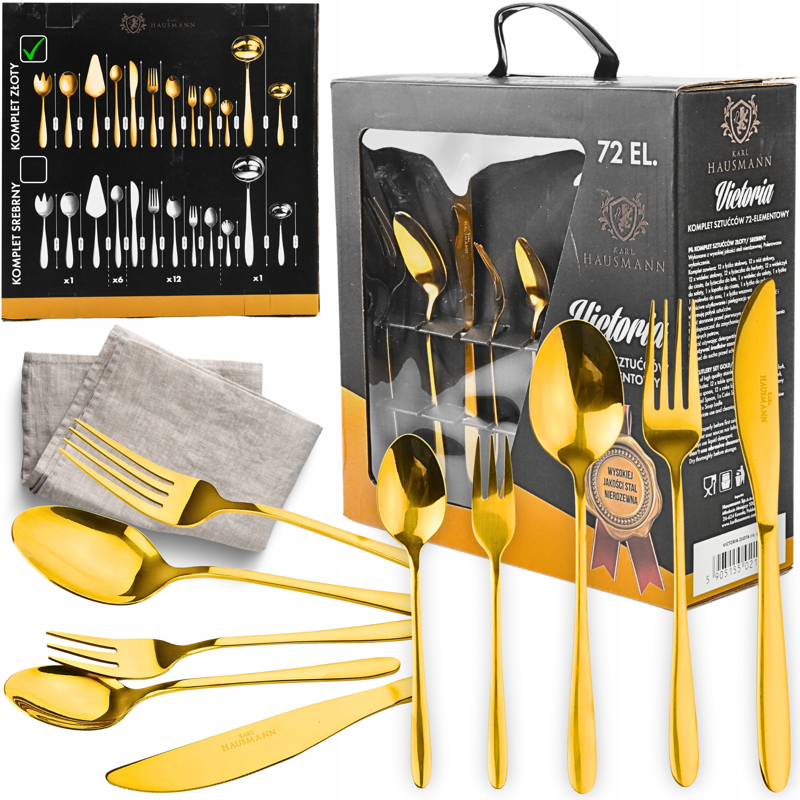 Zlaté Příbory Sada Příborů Krabička 72EL 12 Os. Sada Zlatých Příborů