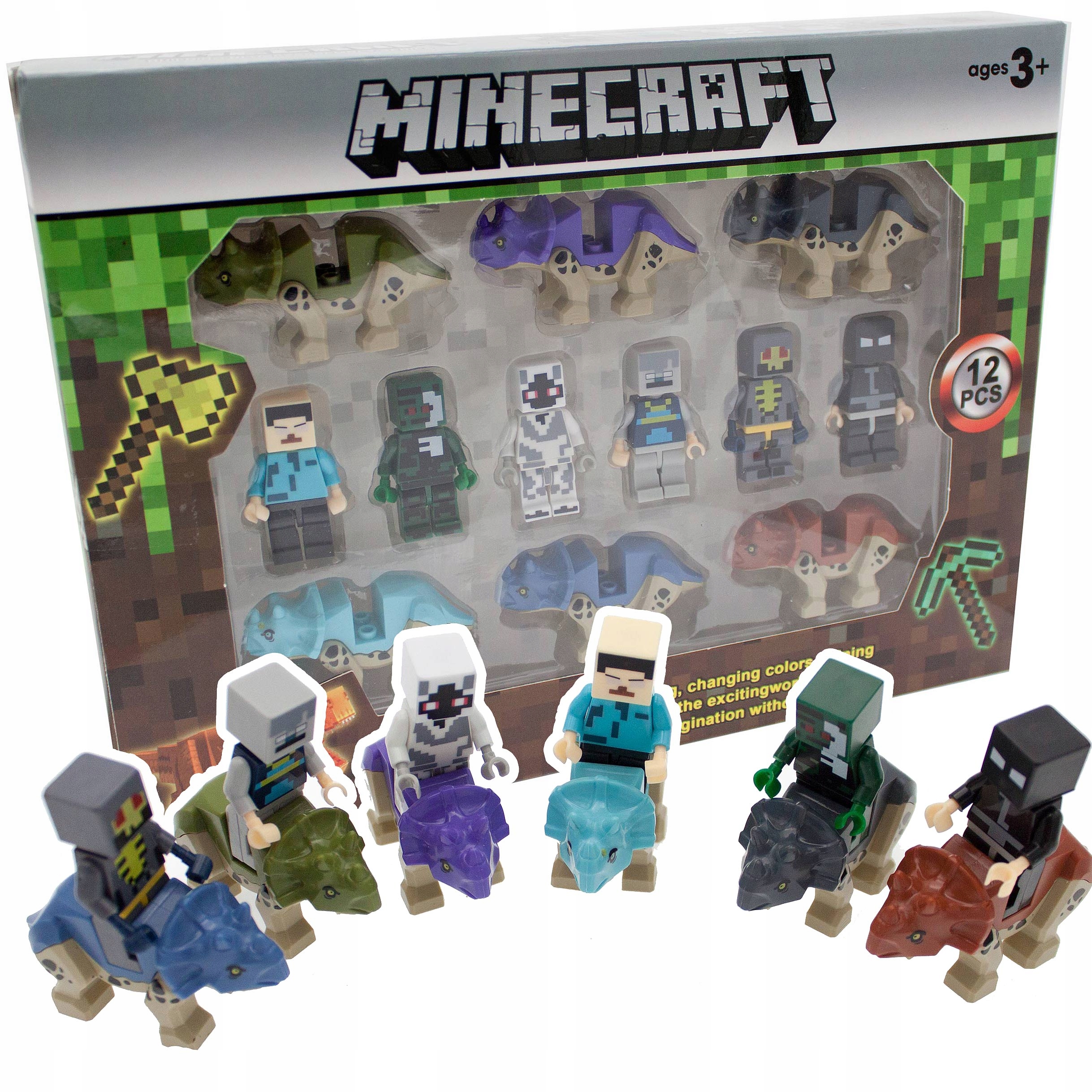 

Klocki miniFIGURKI Minecraft Dinozaury 12 sztuk