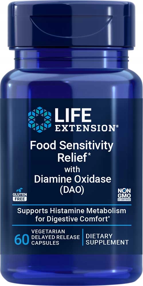 Food Sensitivity Relief with Diamine Oxidase (dao), 60 kaps. Life Extension