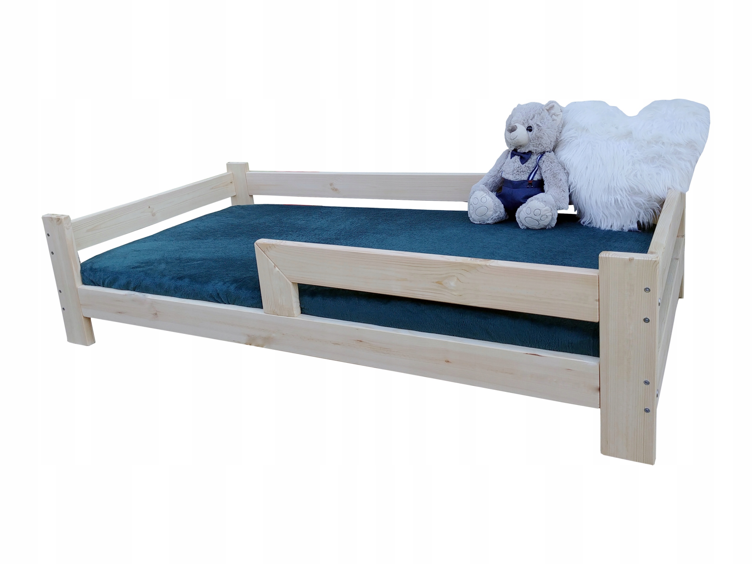 160x80 дерев'яне дитяче ліжко + перила + стійка