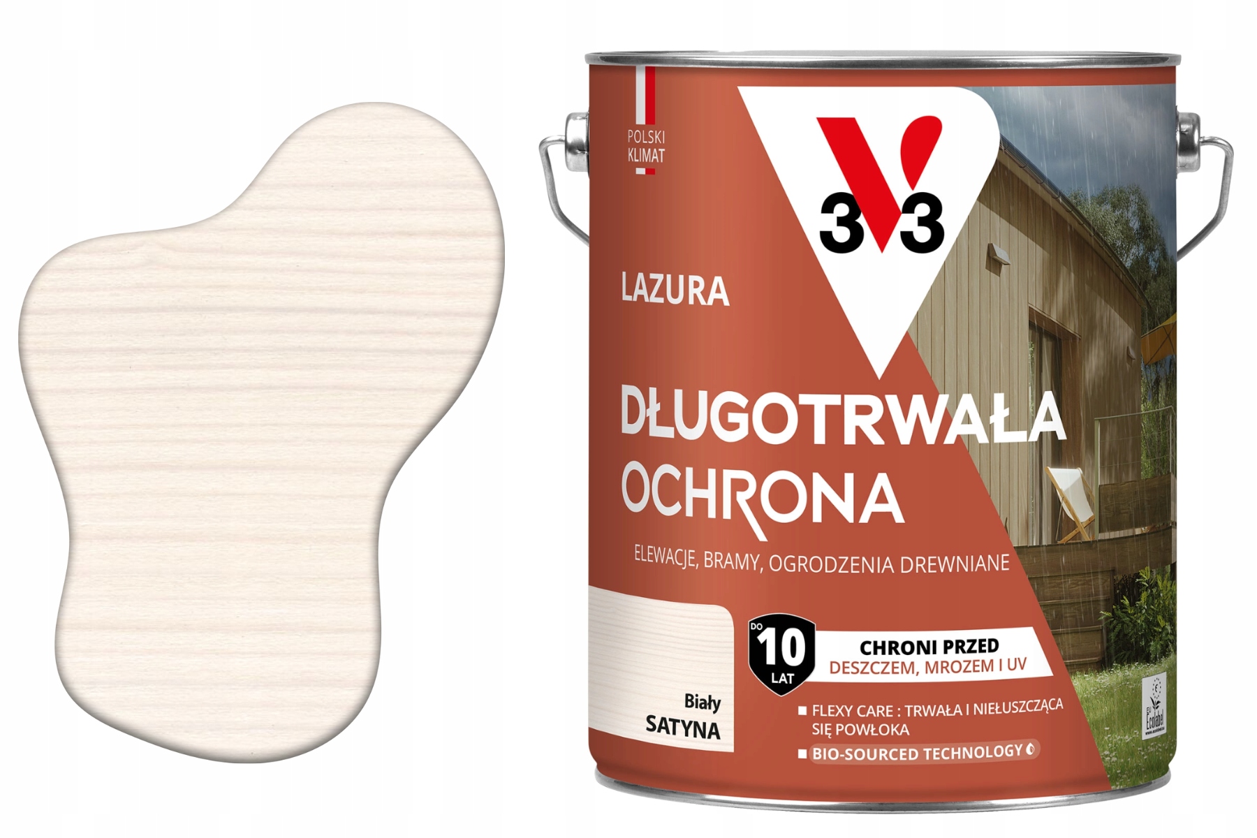 Lazúra 10 rokov ochrany biela saténová 4.5 l V33