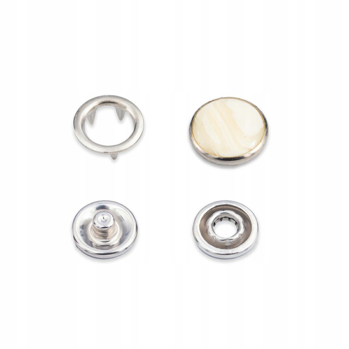 Cvoky druky kovové 9,5mm/200ks perlička Ivory S95K557