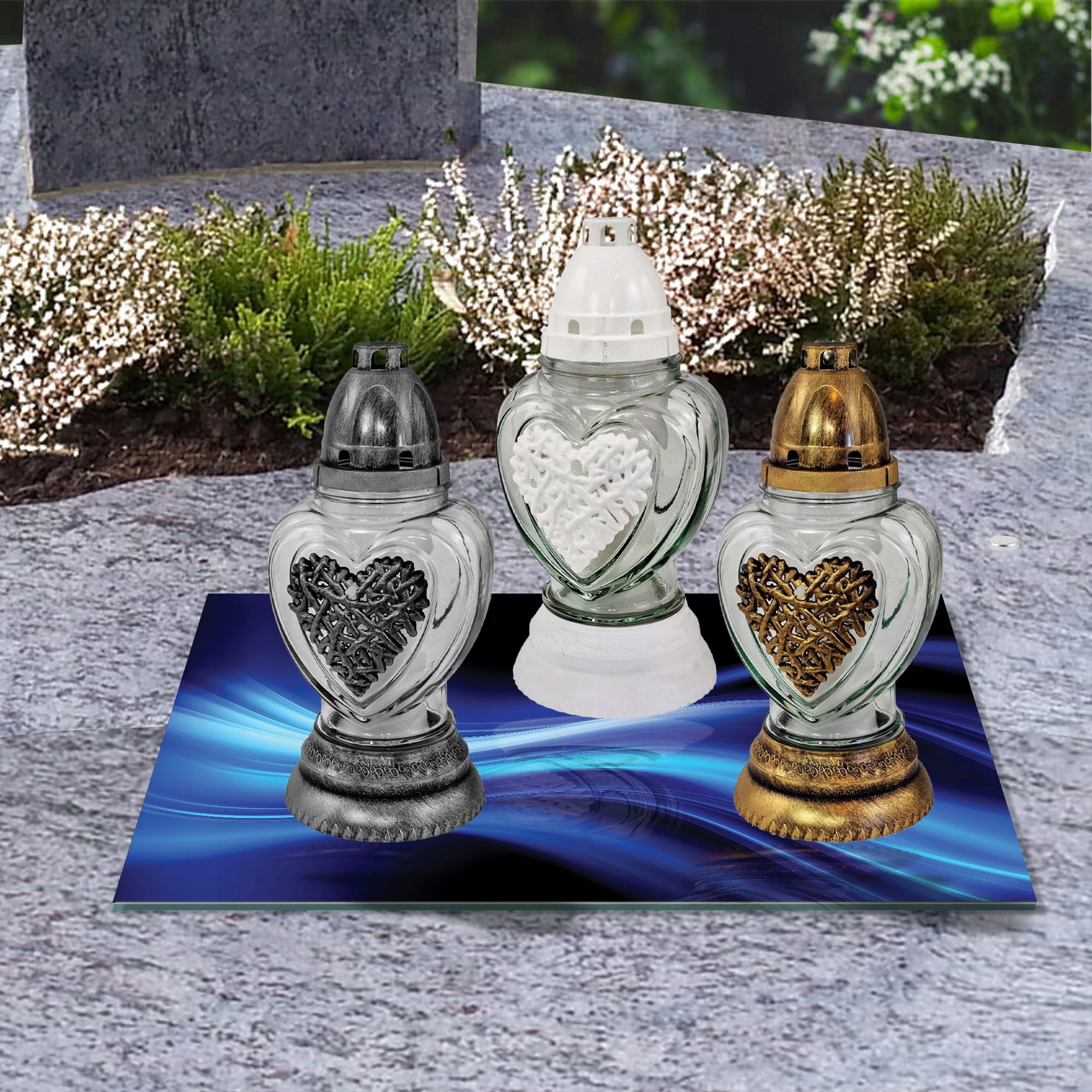 SZKLANA PODSTAWKA POD ZNICZE 40x30cm Fale 287b Materiał szkło hartowane