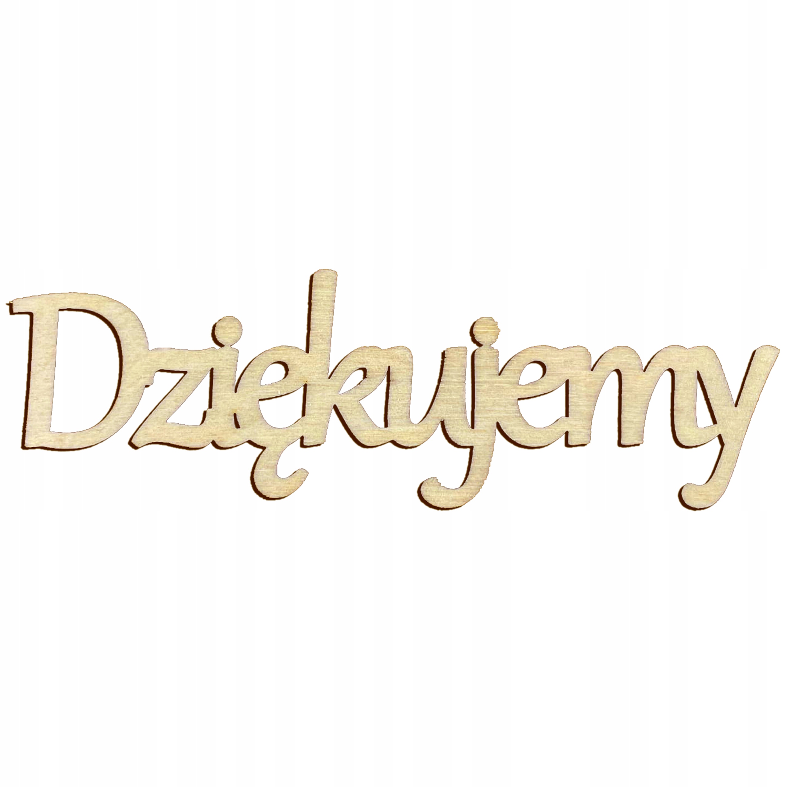Napis drewniany Dziękujemy wesele ślub Podziękowanie sklejka dekor 3,5x12cm