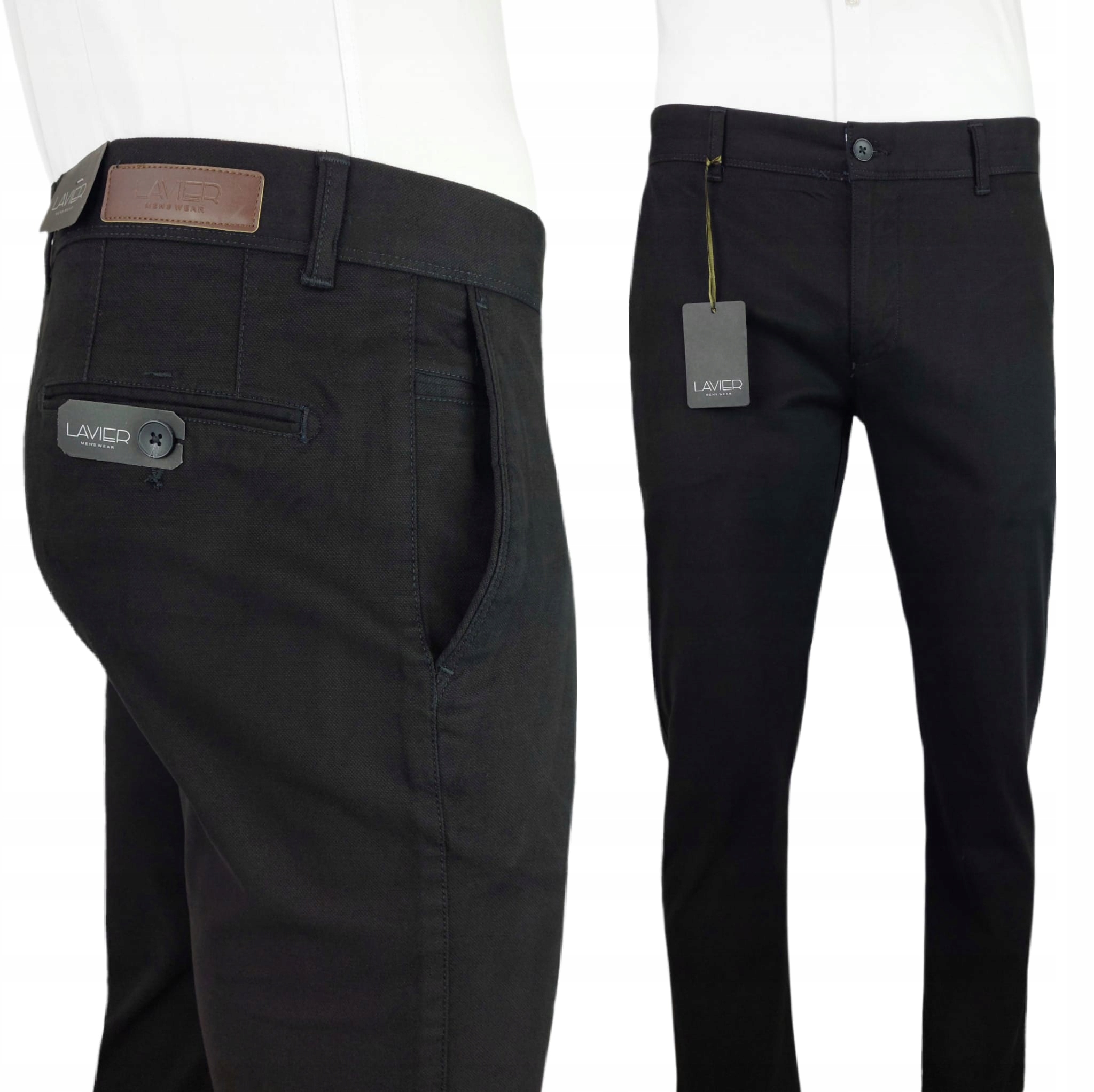 Pánské kalhoty Lavier Černé Bavlna elegantní ležérní chino kalhoty vel. 38