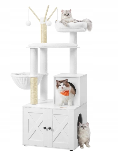 Levně Feandrea škrabadlo se skříňkou pro kočky 2 v 1 nábytek PCT113G01 greige 140 cm