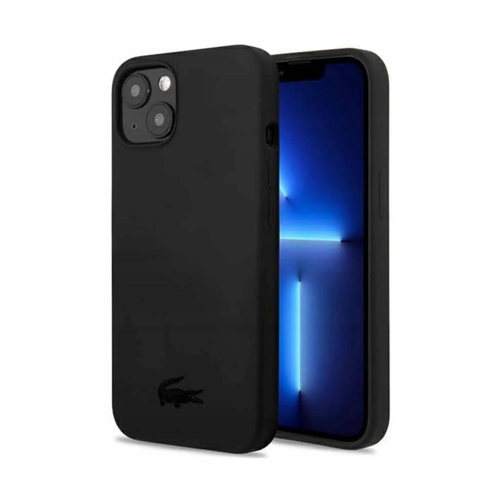 Lacoste Liquid Silicone Glossy Logo Etui Czarne iPhone 13 Mini