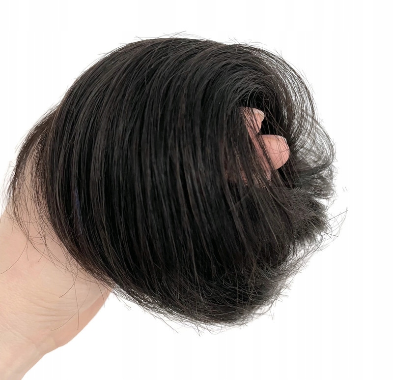 Doczepiany Kok na gumce Włosy 100% Naturalne treska 2 Ciemny brąz Gęsty