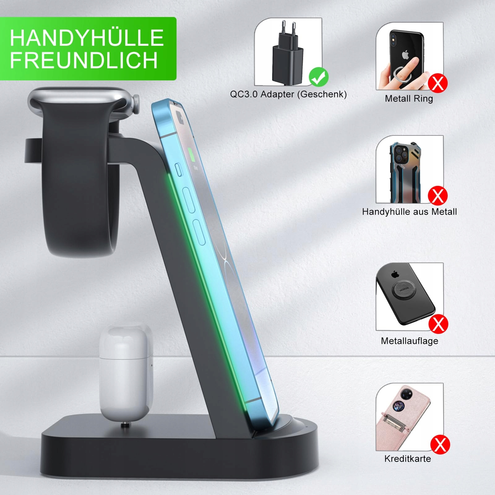 INNISTO UNIVERSAL Ładowarka 3w1 Do iPhone Apple Watch AirPods — miniatura 4