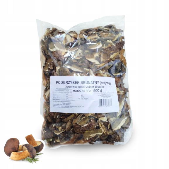 Grzyby Suszone Podgrzybek Brunatny Suszony Krojony Klasa I 500g