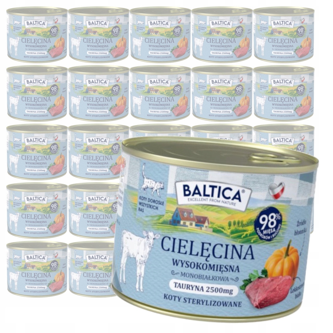 Baltica Telecí 24x185g Bezobilné Vlhké Krmivo pro sterilizované kočky