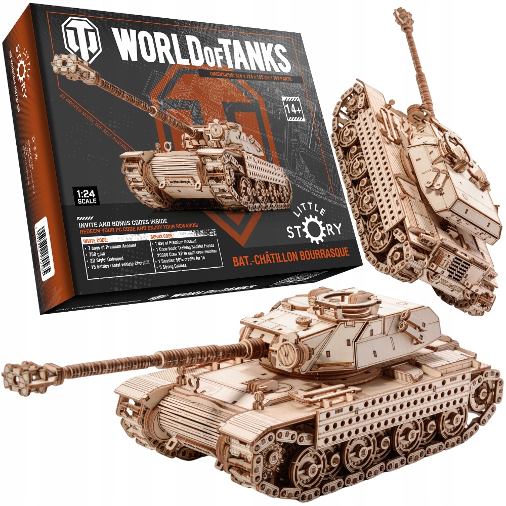 Drewniane Klocki Puzzle Model 3D Czołg Bat.-Chaitllon Bourvasque