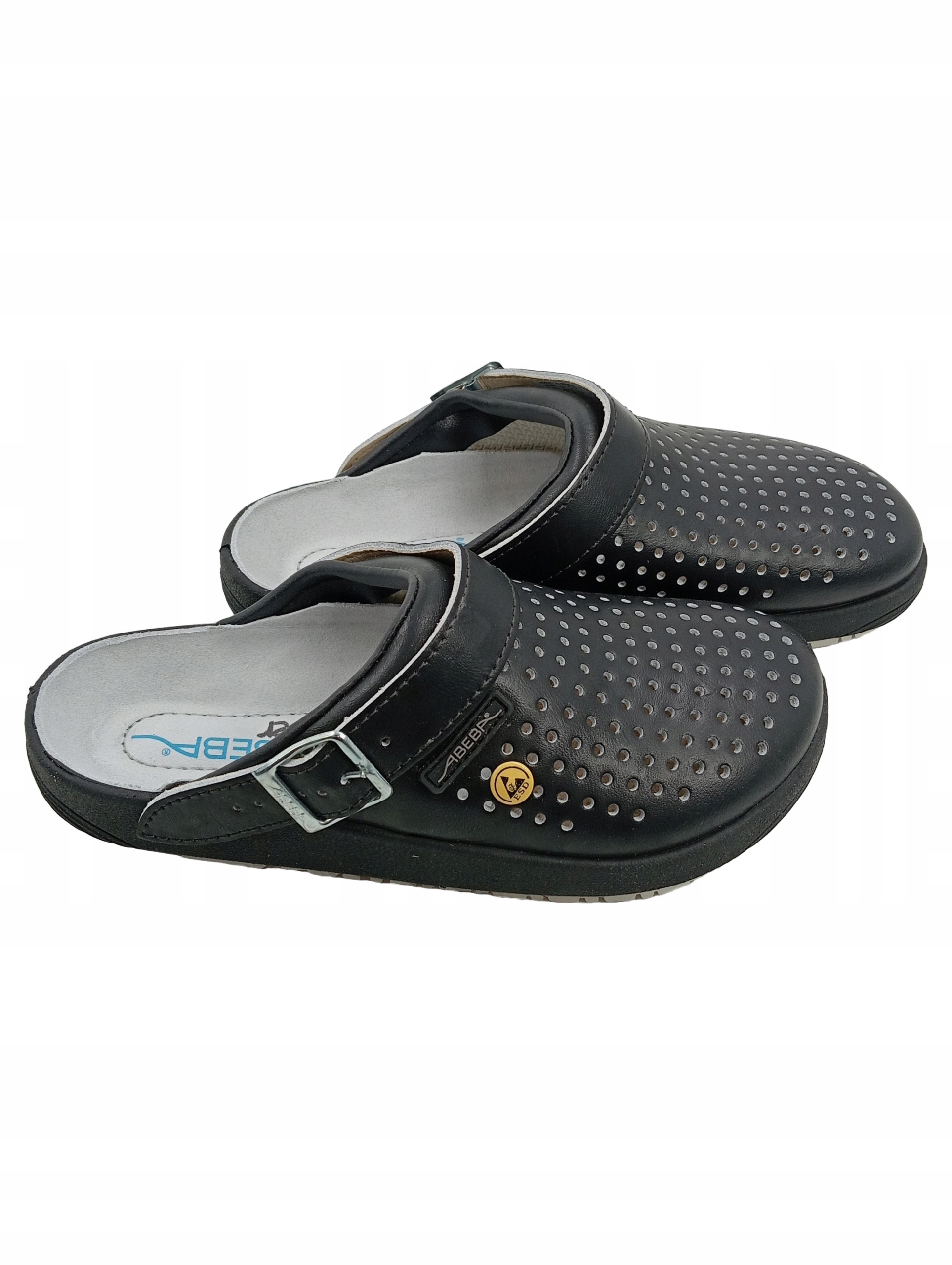 ABEBA Klapki Robocze Męskie Skórzane Czarne ESD (EU 41)