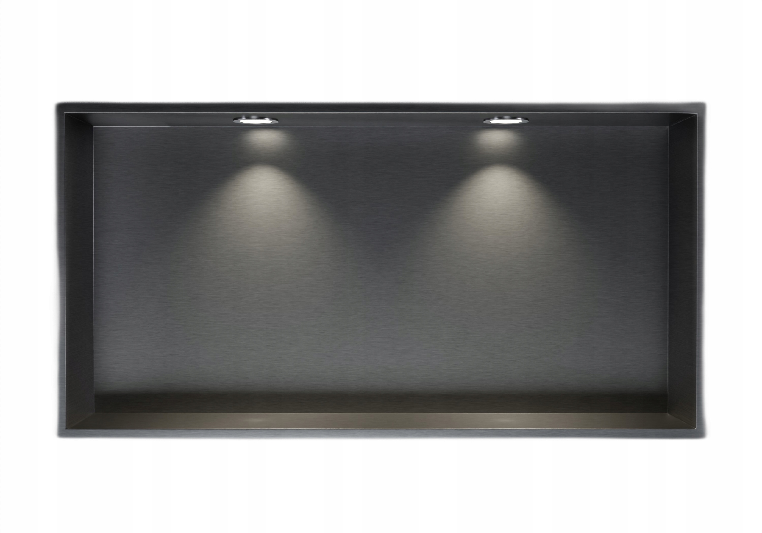 Półka wnękowa 60x30x10 nierdzewna gunmetal 2x Led oprawka chrom
