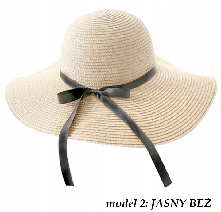 KAPELUSZ DAMSKI PLAŻOWY DUŻE RONDO KOKARDA KOLORY Waga produktu z opakowaniem jednostkowym 0.3 kg