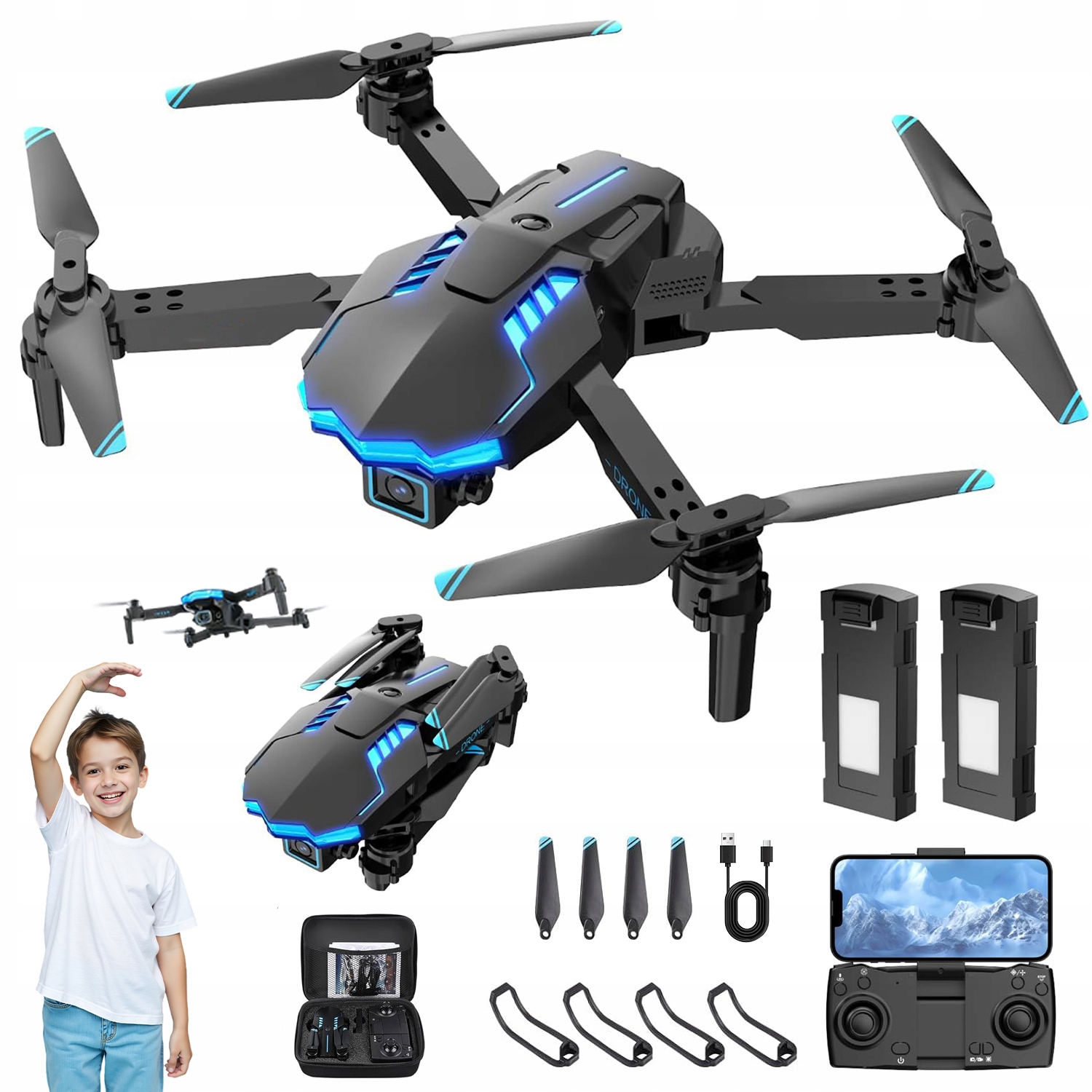 Dron 2 Kamery Pro Začátečníky, Dálkově Ovládaná Aplikace, Kufr Bonus