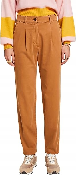 Esprit Hnědé Chinos Kalhoty S Vysokým Pasem 32/30 6FA