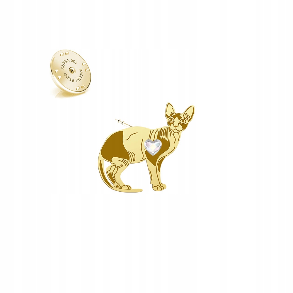 Odznak s kočkou Sphynx 925 Dárek Šperky Žena Dedikace Bonus