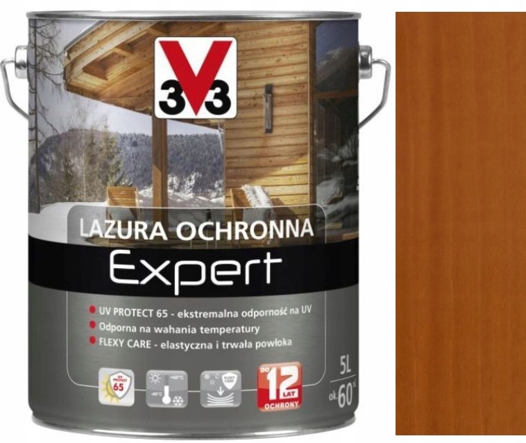 V33 Lazura Expert 12 Lat Ochrony Drewna Dąb Złocisty 5L