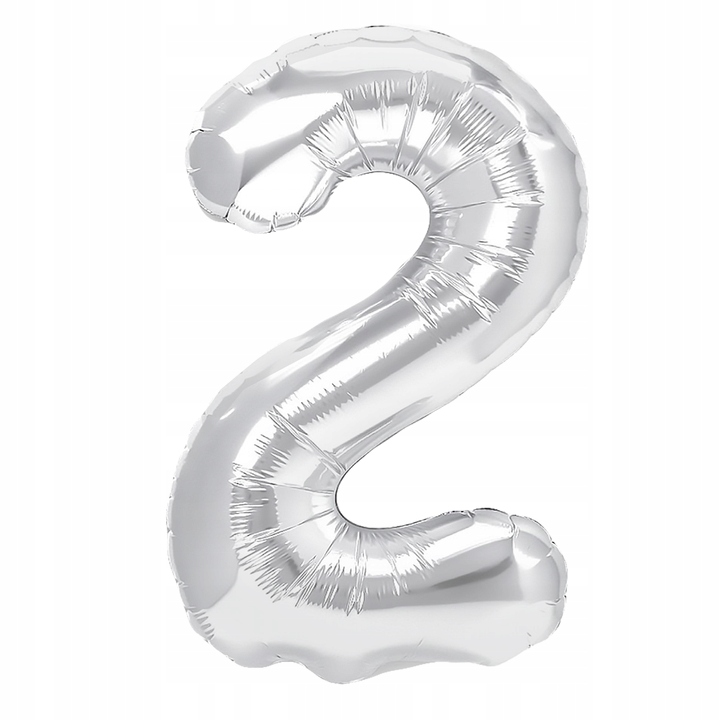 

Balon Cyfra 2 srebna metaliczna Urodziny 100cm