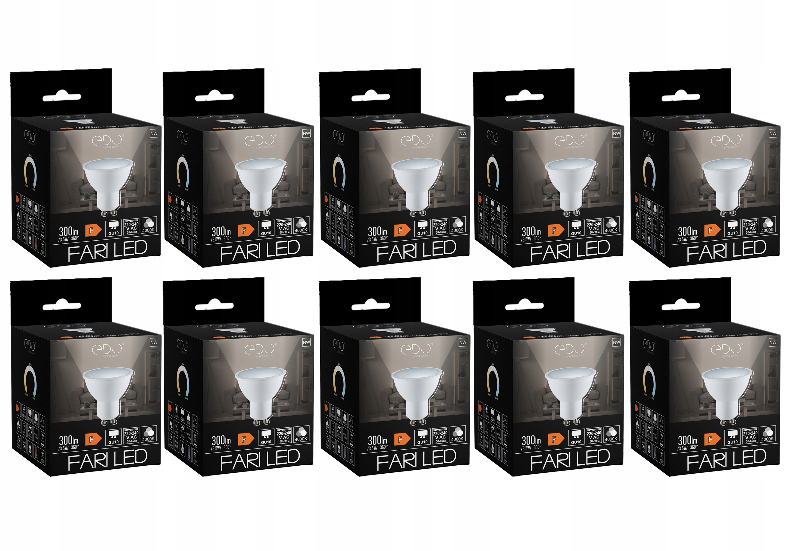 

10x Żarówka Led GU10 3,5W 4000K 120' 300lm Edo