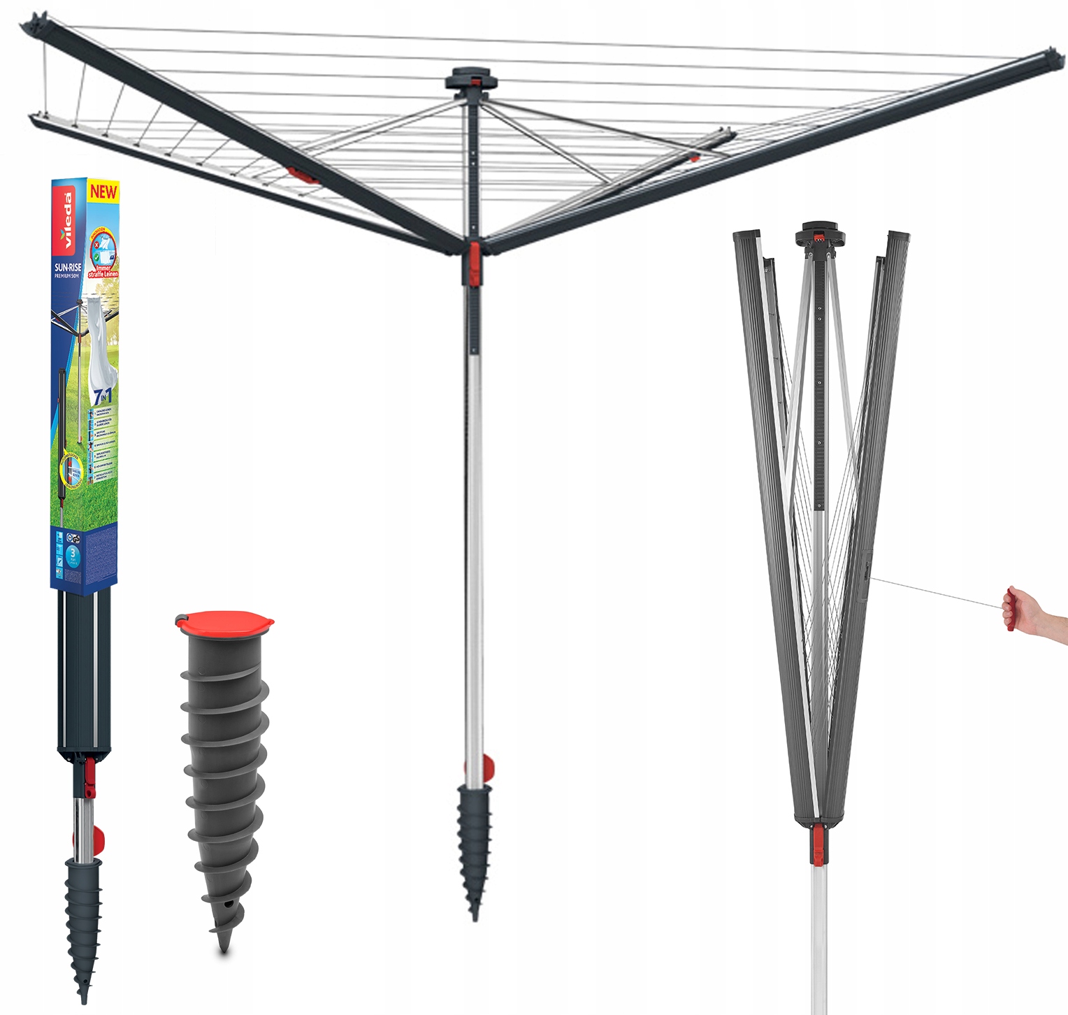 Sušák na prádlo Vileda Sun Rise Zahradní hliníková do 6,6 kg Premium 50