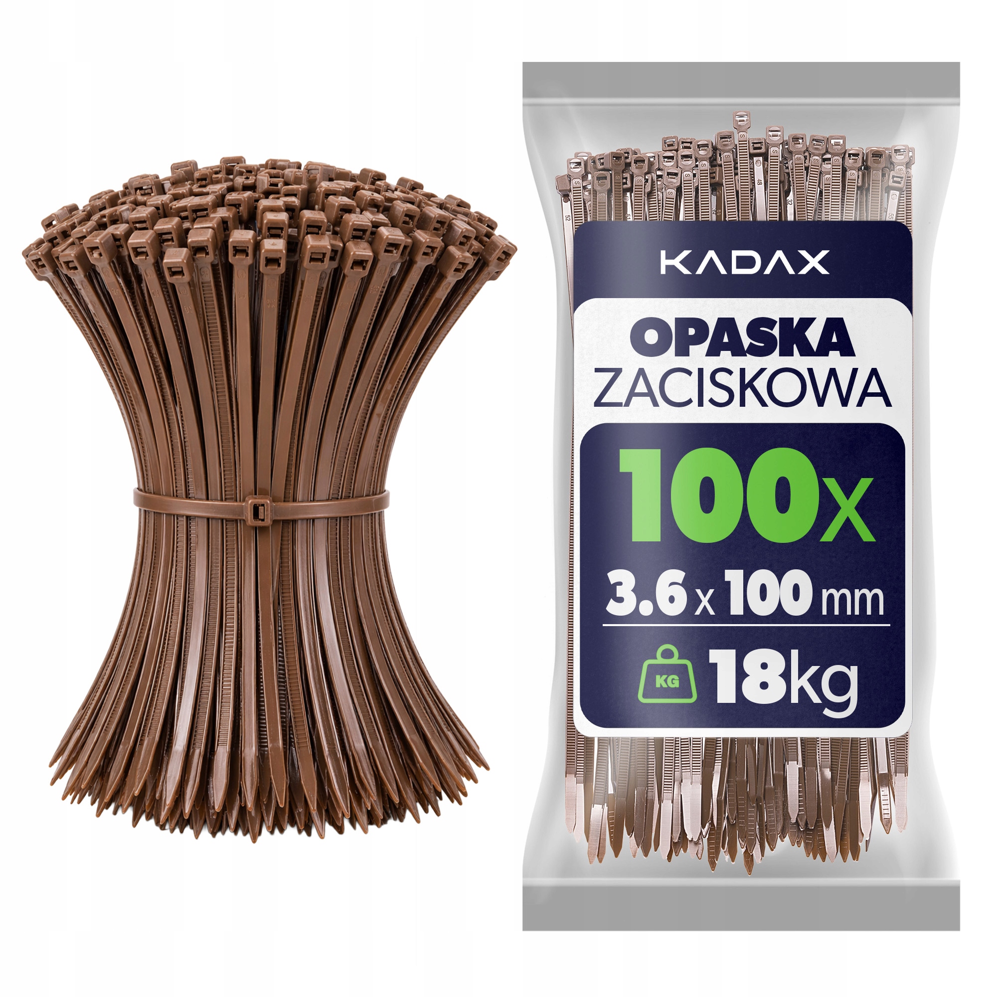 100 Szt Opaski Zaciskowie 100mm 3,6mm Trytytki Opaska Kablowe Brąz Zestaw