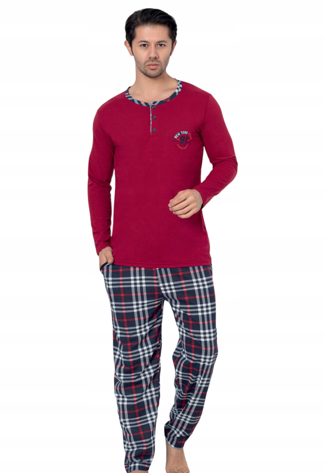 PIŻAMA MĘSKA DŁUGI RĘKAW DŁUGIE SPODNIE/BAWEŁNA Marka La Penna