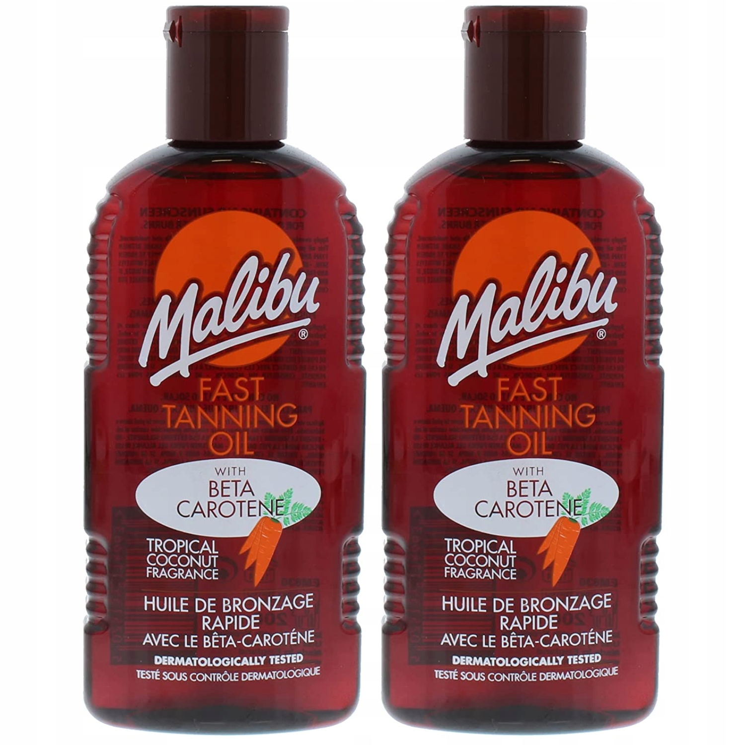 Malibu Voděodolný olej na opalování s mrkví a kokosem 200 Ml x 2 ks