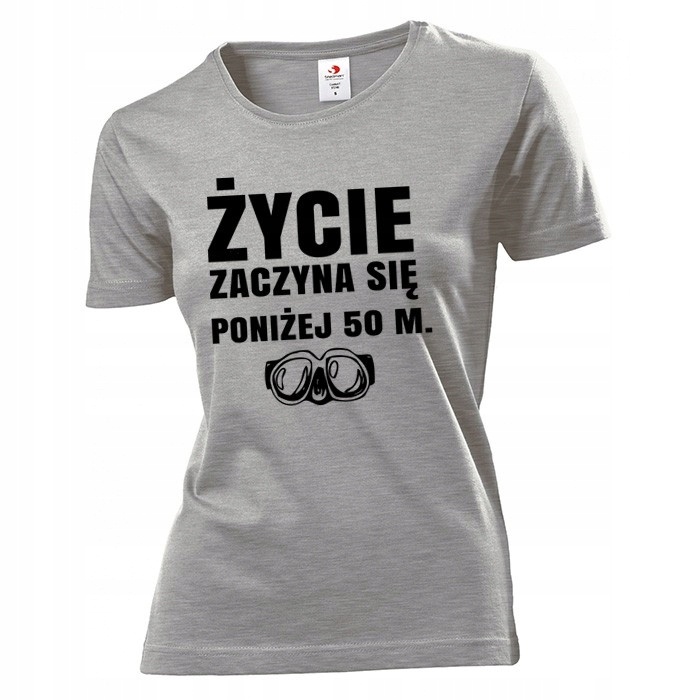 

Koszulka damska Życie zaczyna się poniżej 50 m M