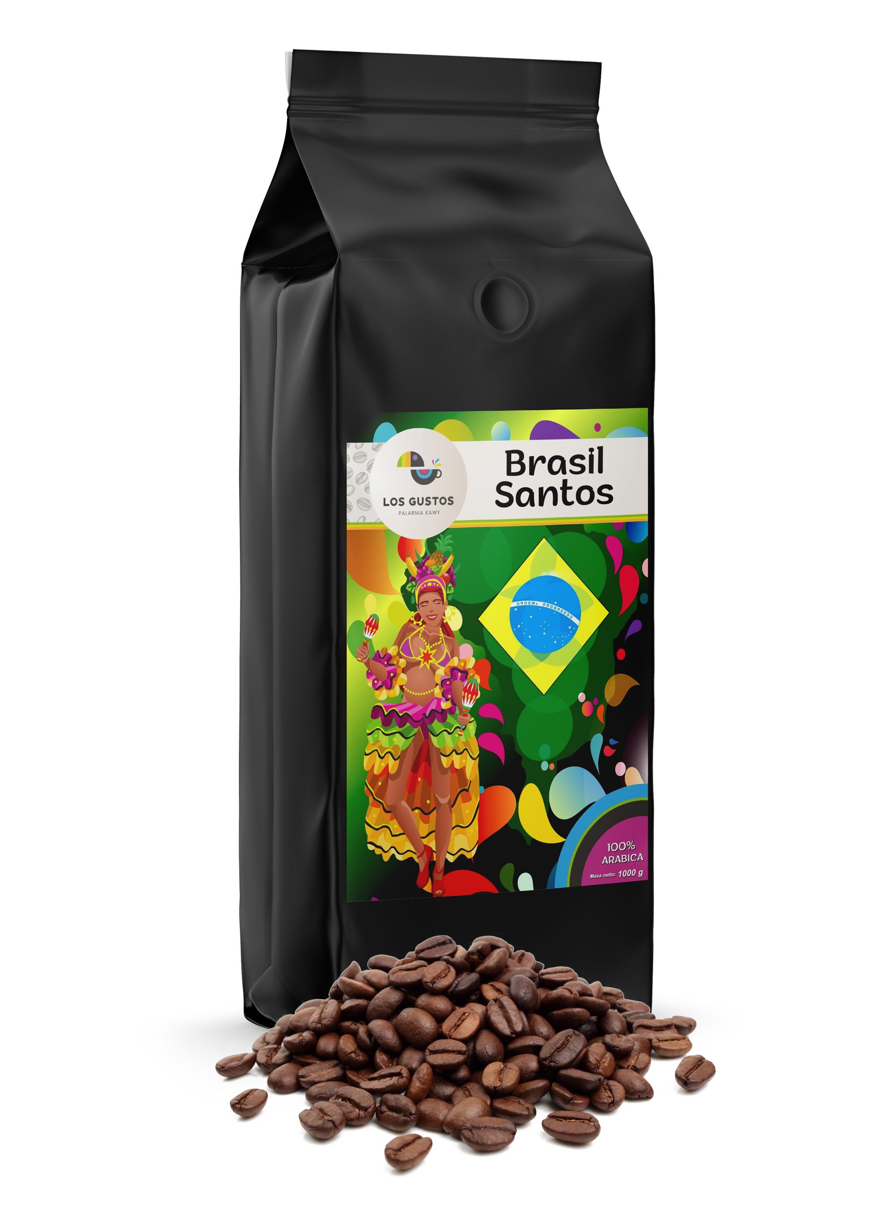 Levně Káva zrnková 1 kg Brasil Santos 100% Arabica Čerstvě pražená Los Gustos