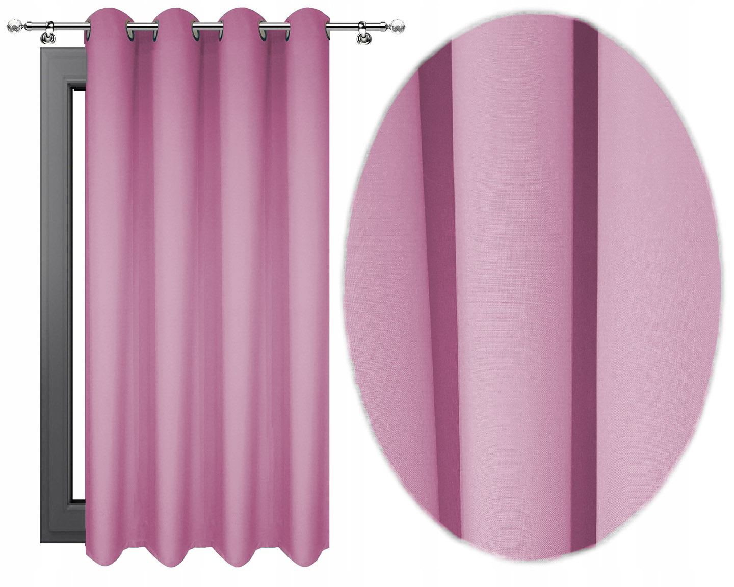 MATOWE ZASŁONY GOTOWE NA PRZELOTKI 140x250 J. RÓŻ Wzór gładki