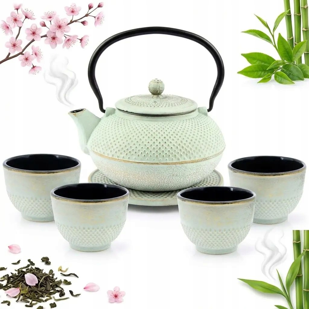 Liatinová Kanvica Čajník 1,5L Lúhovač Na Čaj 4 Šálky Liatinová Podložka