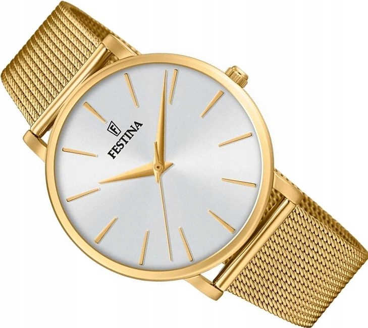 Nové Dámské Hodinky Festina F20476/1 Zlatý Mesh Se Stříbrným Ciferníkem Box 38 mm