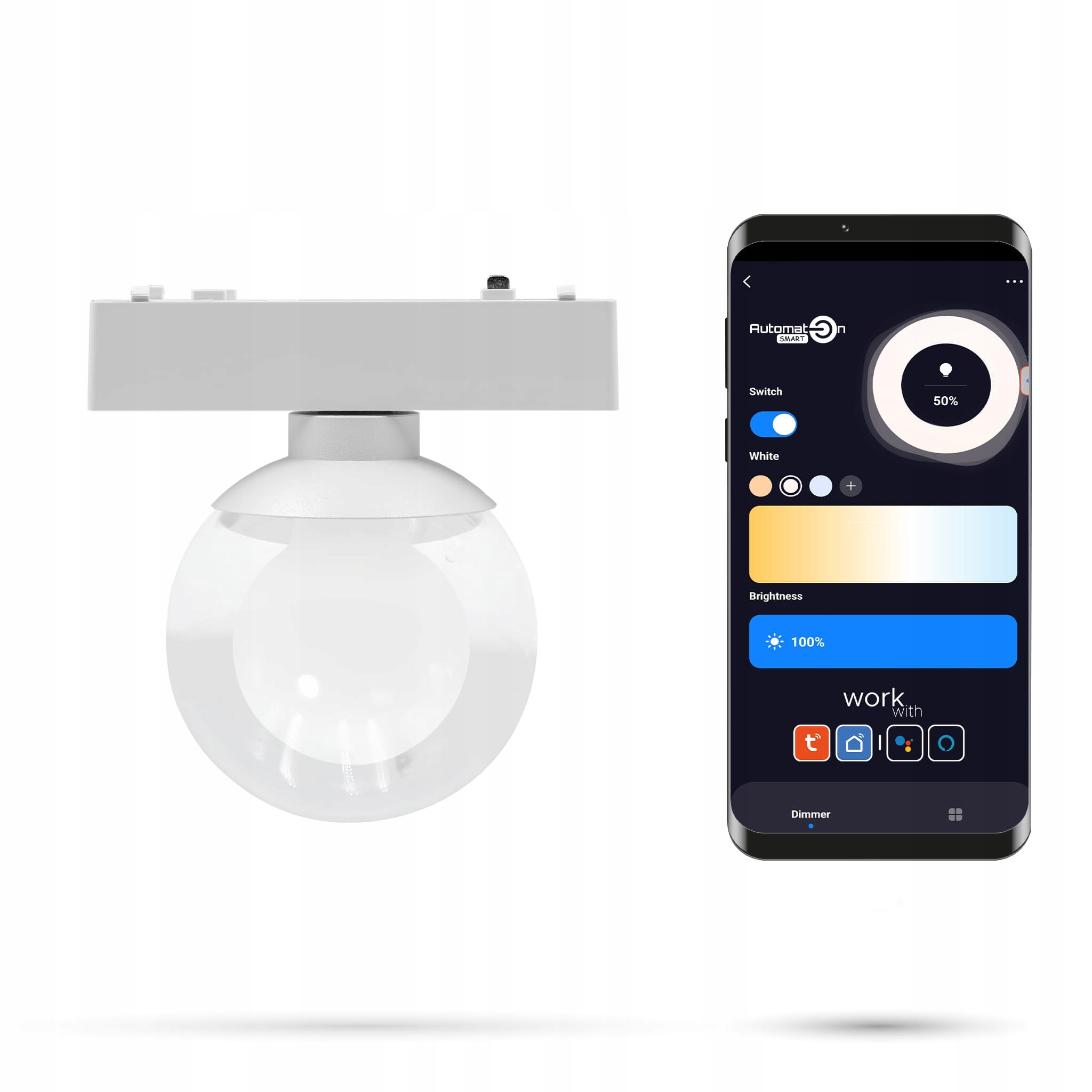 Reflektor Zigbee Tuya Kula 6W B80 Slim Track a FiberFLEX 48VDC Biely