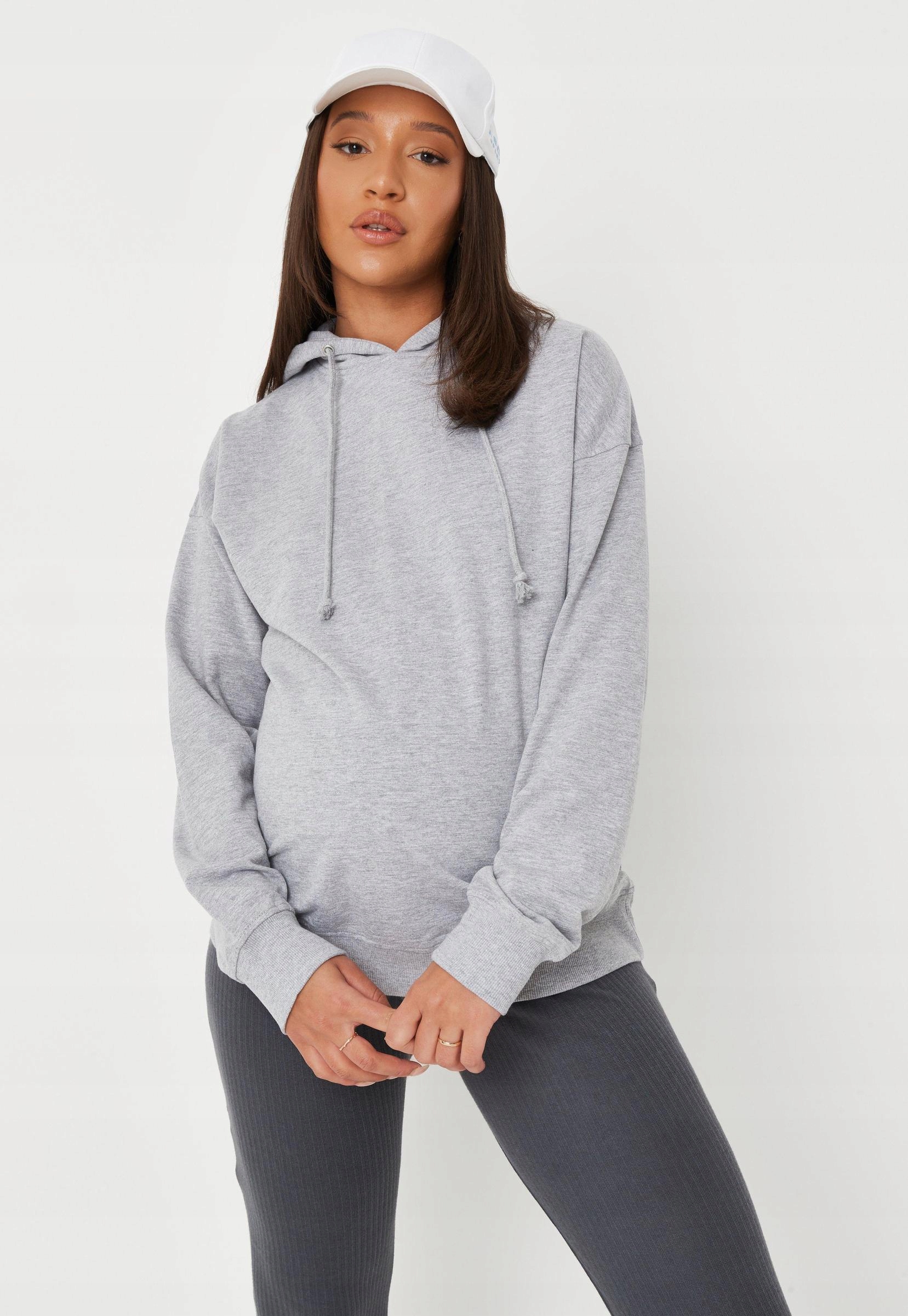 R30P010 SZARA CIĄŻOWA BLUZA KAPTUR MISSGUIDED 38