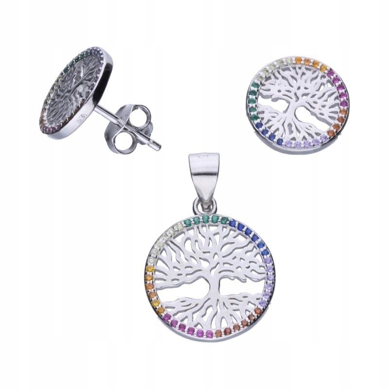 Stříbrný set šperků strom života 925 s barevnými zirkony