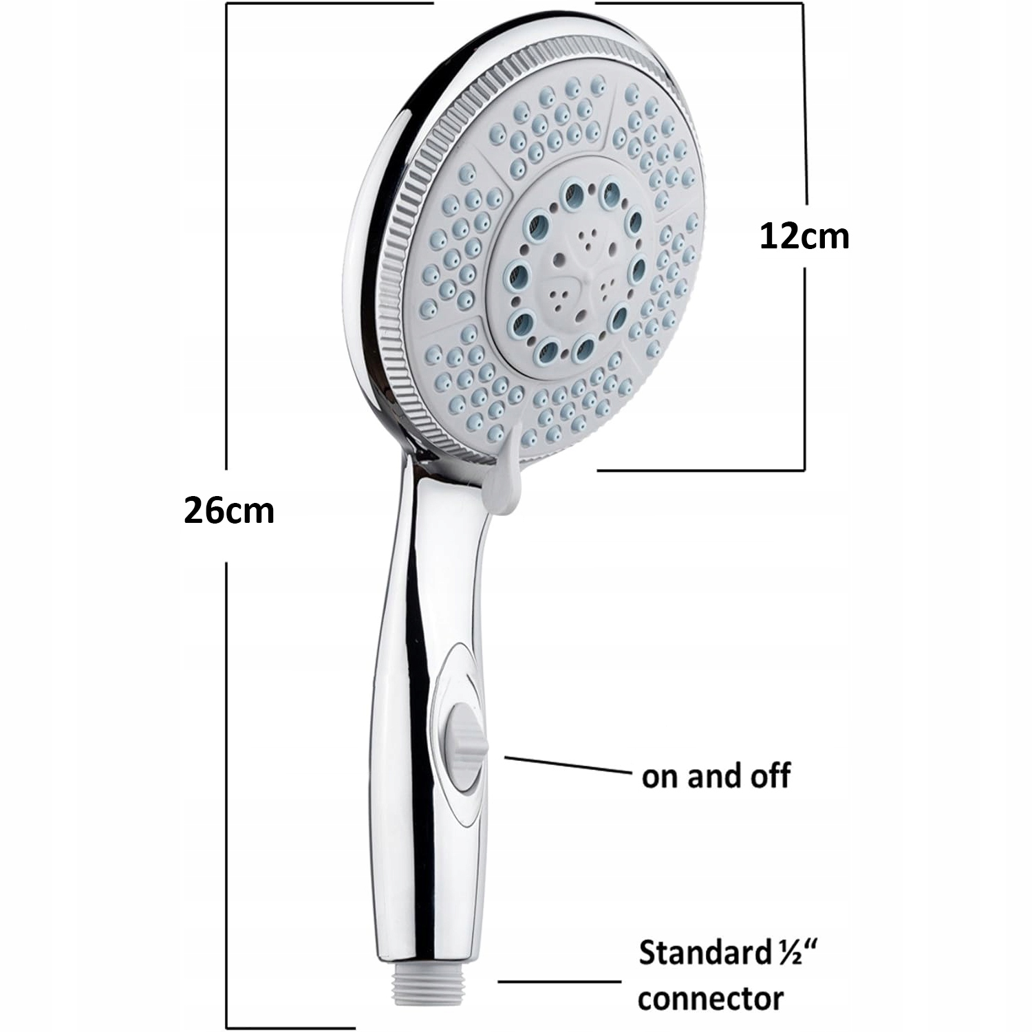 SŁUCHAWKA PRYSZNICOWA 5-FUNKCYJNA start-stop DUŻA Liczba funkcji 5