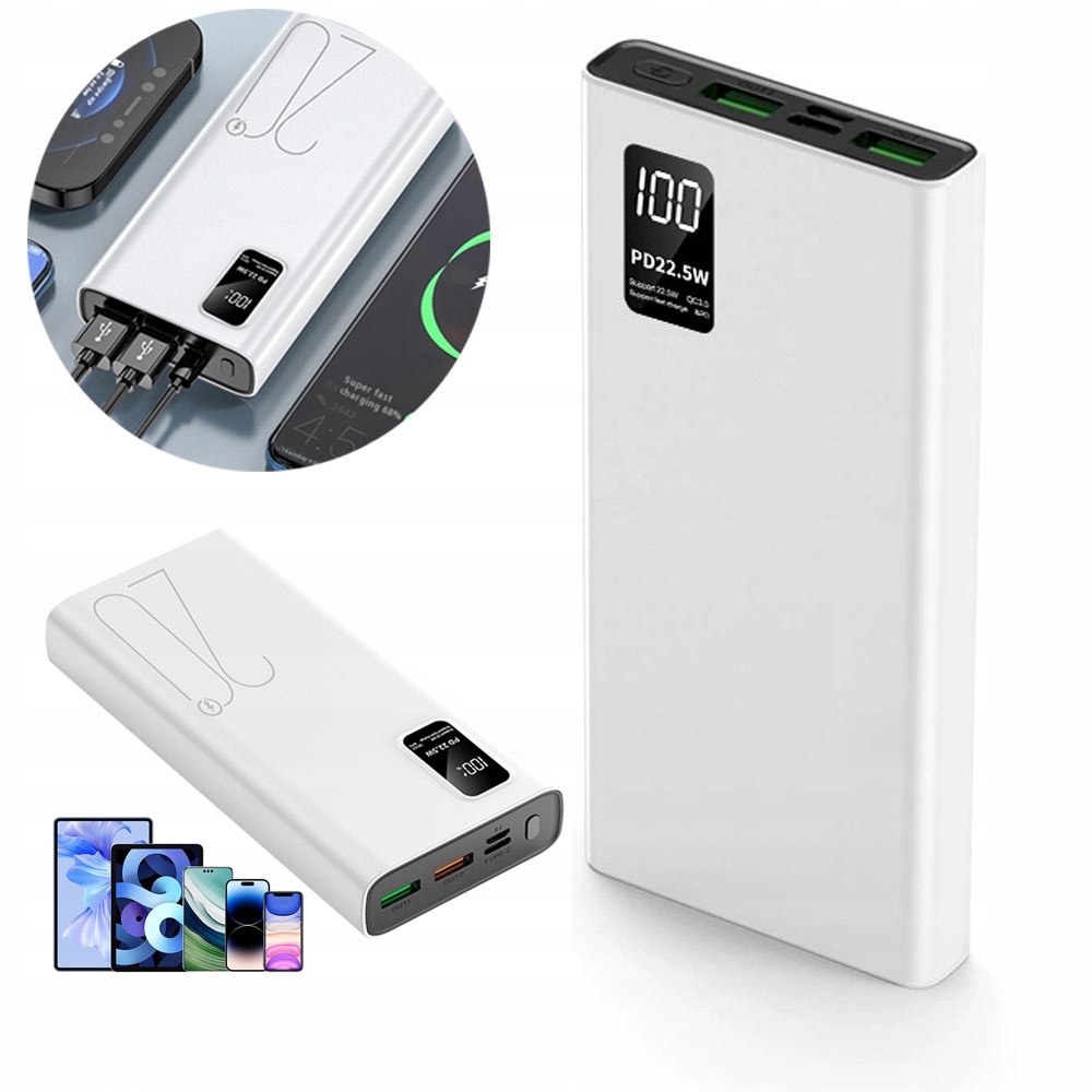 Powerbanka R2 Bedee 50000 mAh antracitová Power Bank Usb-c Výkonná