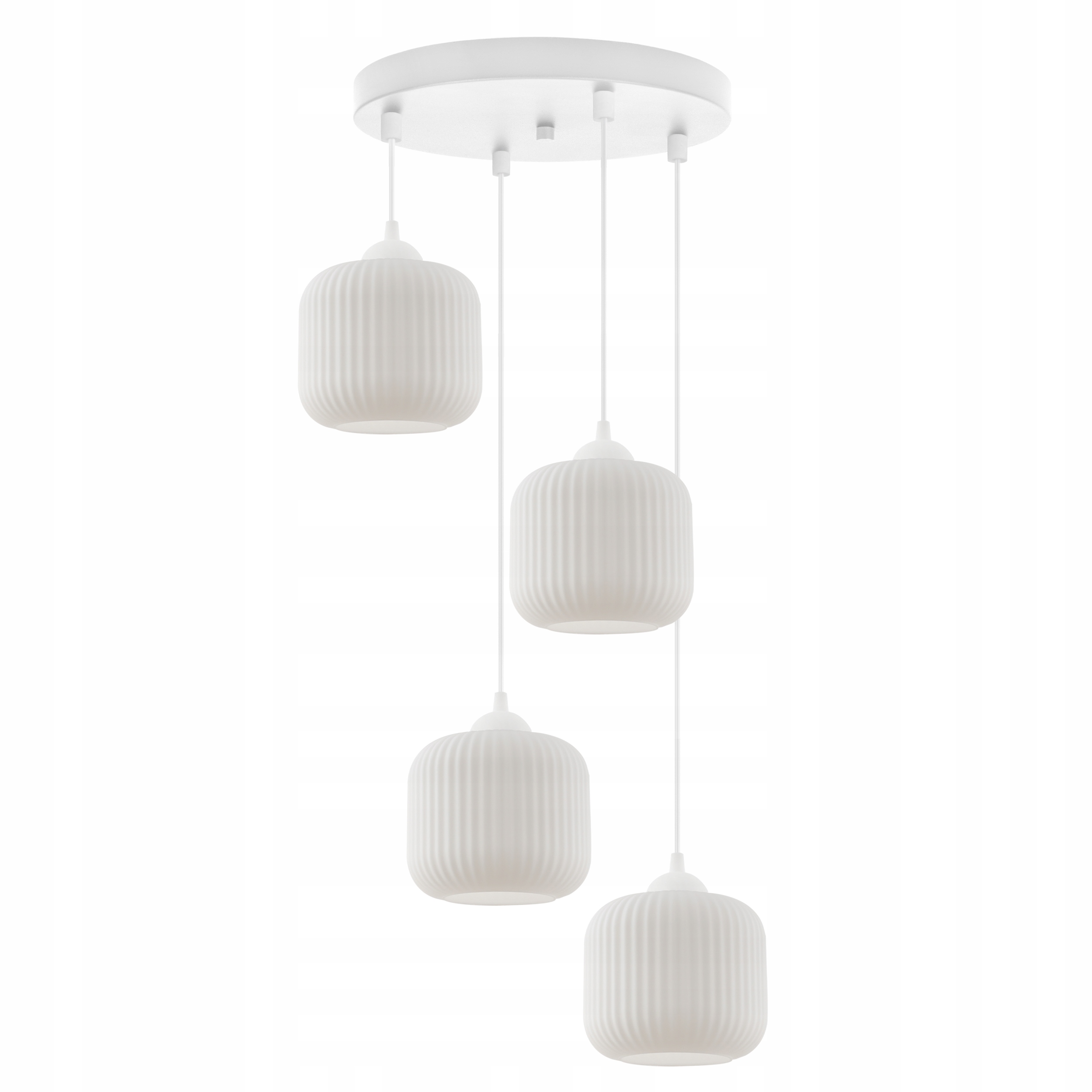 Stropná Závesná Lampa Luster Biele Sklenené Tienidlá Glamour Nad Ostrovným Stolom