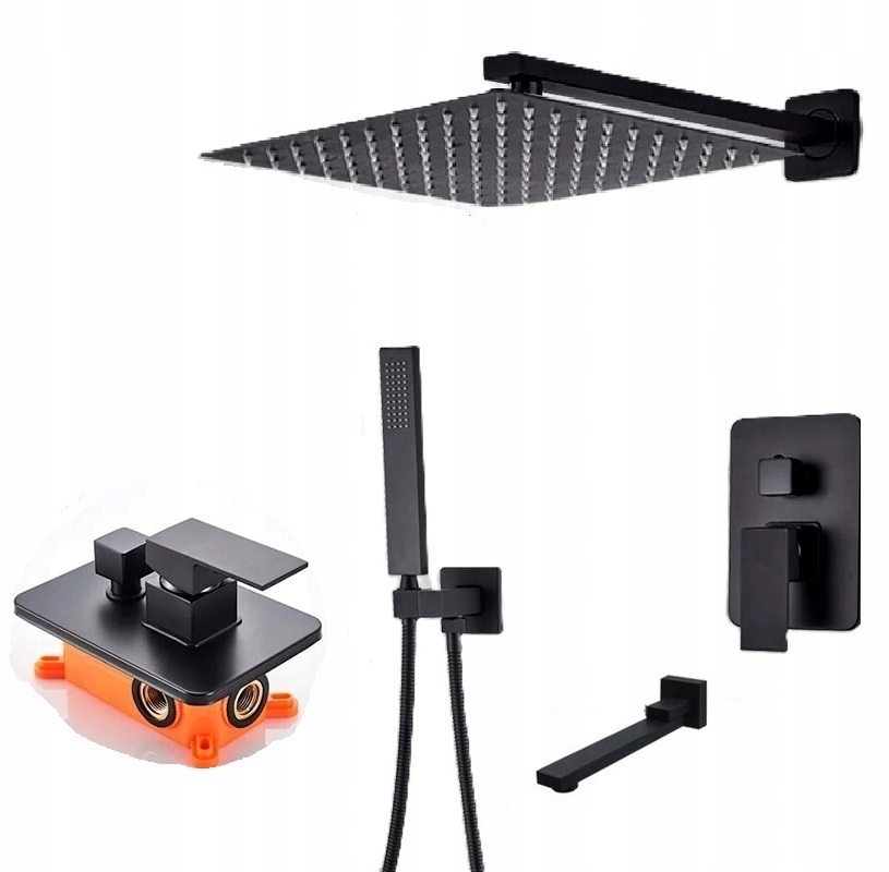 Čierna podomietková sprchová batéria Box 30