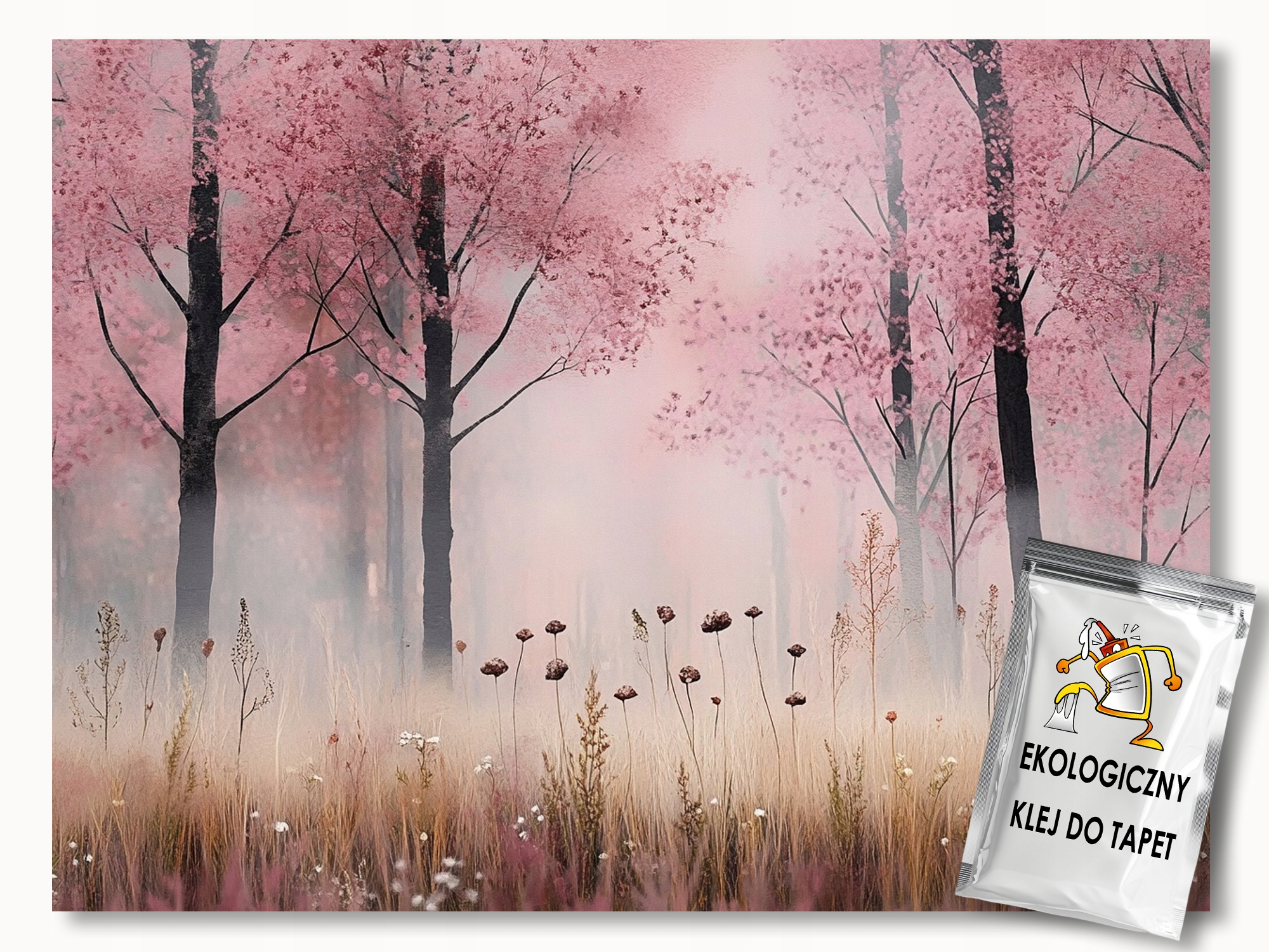 Fototapeta Flizelina Krajina Příroda Les Růžové Stromy Louka 200x140 110g