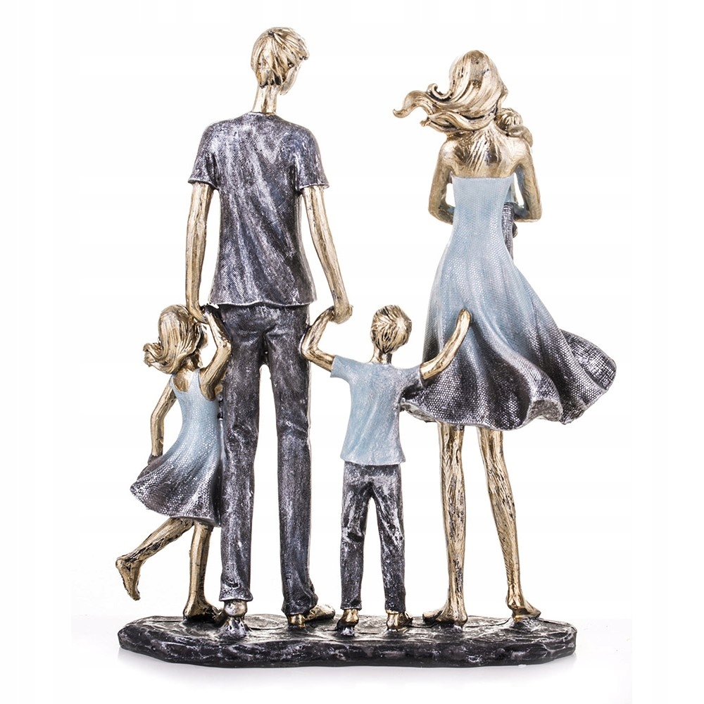 FIGURKA RODZINA Z DZIEĆMI 25cm ZŁOTA NIEBIESKA Wysokość produktu 1 cm