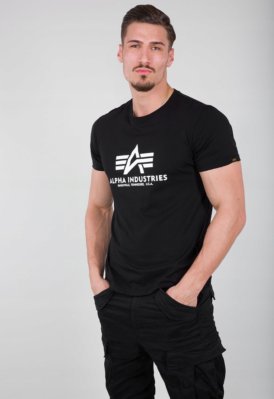 Koszulka Alpha Industries Basic T-Shirt black L Dekolt okrągły